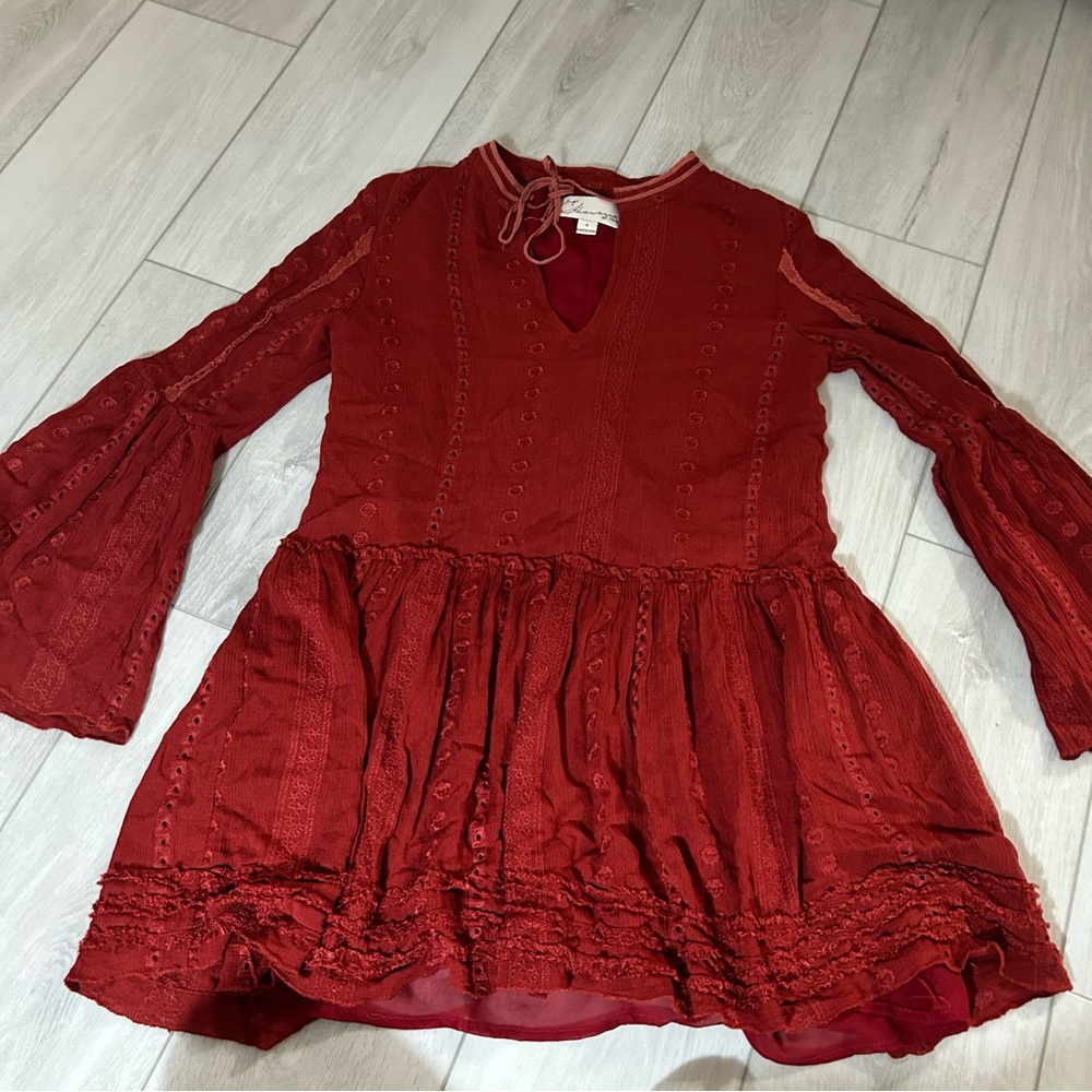 Lace Long Sleeve Babydoll Dress